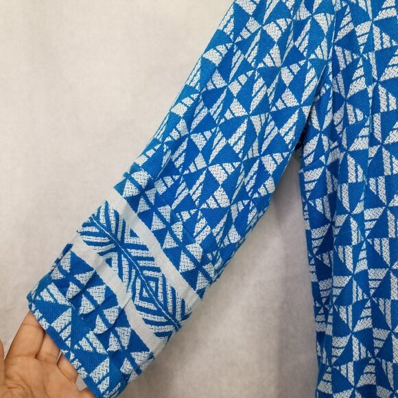 Soft Surroundings Narah Tunic Womens XL Geometric Knit 3/4 Puff Sleeve Top Retro - Picture 4 of 13